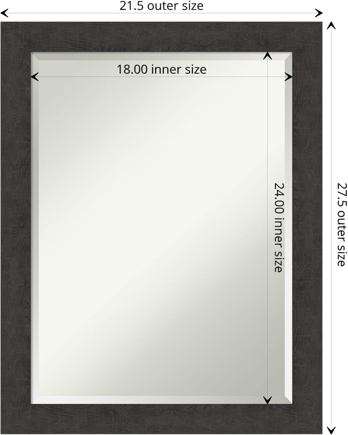 Amanti Art Brown Wall Mirror 28x22 Rustic Plank Espresso Narrow Rectangle Bathroom Mirror for Wall Decor Living Room, Medium Rustic Farmhouse Frame, Hangs Horizonally and Vertically, Bathroom Decor