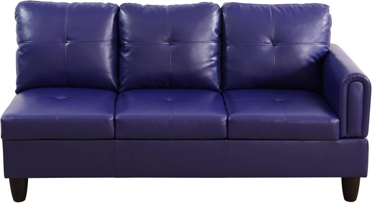 NicBex Sectional Couch 3 Pieces Sofa Set with Left Chaise Faux Leather L Shaped Cloud Couch for Living Room Furniture Sets with Storage Ottoman, Modular Sofa for Living Room & Apartment, Indigo