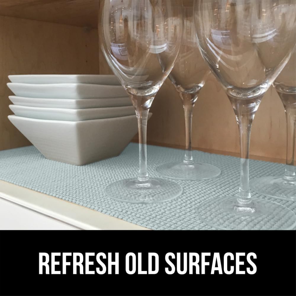 GORILLA GRIP powerGRIP Drawer Shelf and Cabinet Liner, Thick Strong Hold, Non-Adhesive Liners Protect Kitchen Cabinets and Cupboard, Bathroom Drawers, Easy Install, Breathable Mat, 17.5" x20' Spa Blue