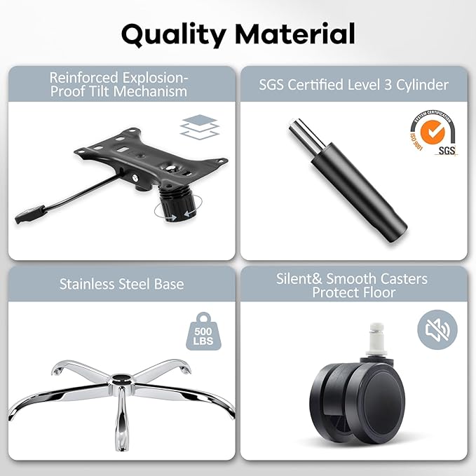 Office Chair Mesh Seat,Ergonomic Mesh Desk Chair with Adjustable Lumbar Support,Computer Chair with Flip-up Armrests, Rolling Executive Chairs, Home Office Chair(Grey)