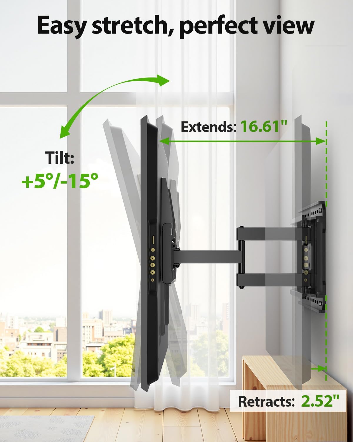 USX MOUNT Full Motion TV Wall Mount for Large TVs 42-95 Inch up to 150 lbs, Wall Mount TV Bracket with Swivel and Tilt, Fits 16",18", 24" Wood Studs, Max VESA 600x400mm Fit 65+ 75+ 85 86 90 TVs XML025
