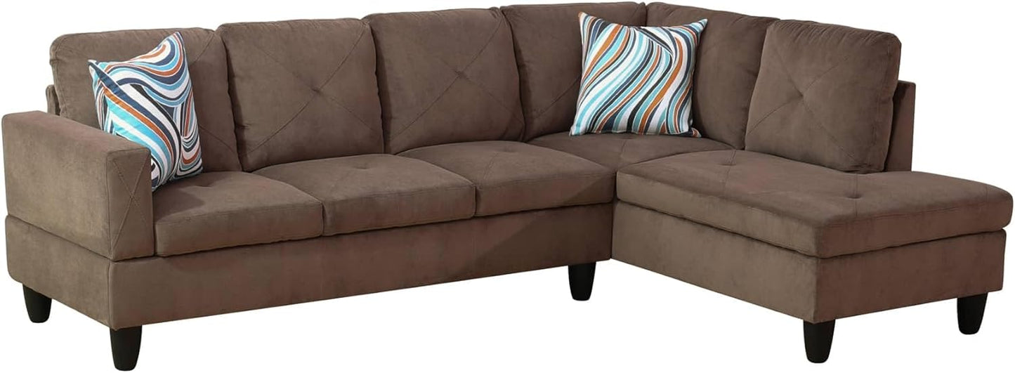 NicBex Sectional Couch 3 Pieces Sofa Set with Left Chaise Corduroy L Shaped Cloud Couch for Living Room Furniture Sets with Storage Ottoman, Modular Sofa for Living Room & Apartment, Brown