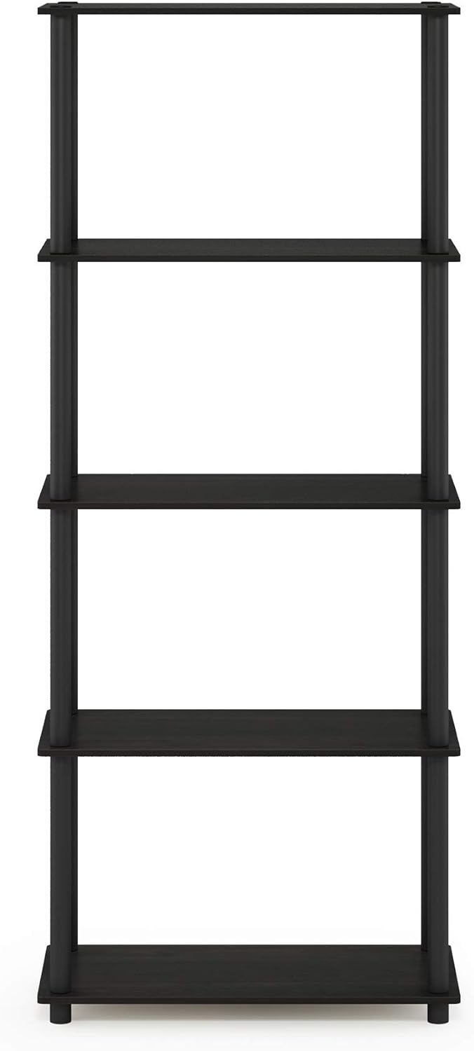 Furinno Turn-N-Tube 5-Tier Multipurpose Shelf / Display Rack / Storage Shelf / Bookshelf, Round Tubes, Espresso/Black