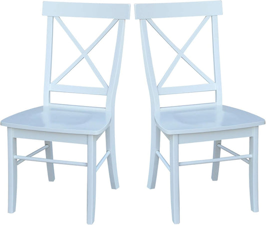Set of Two X-Back Dining Chairs, White