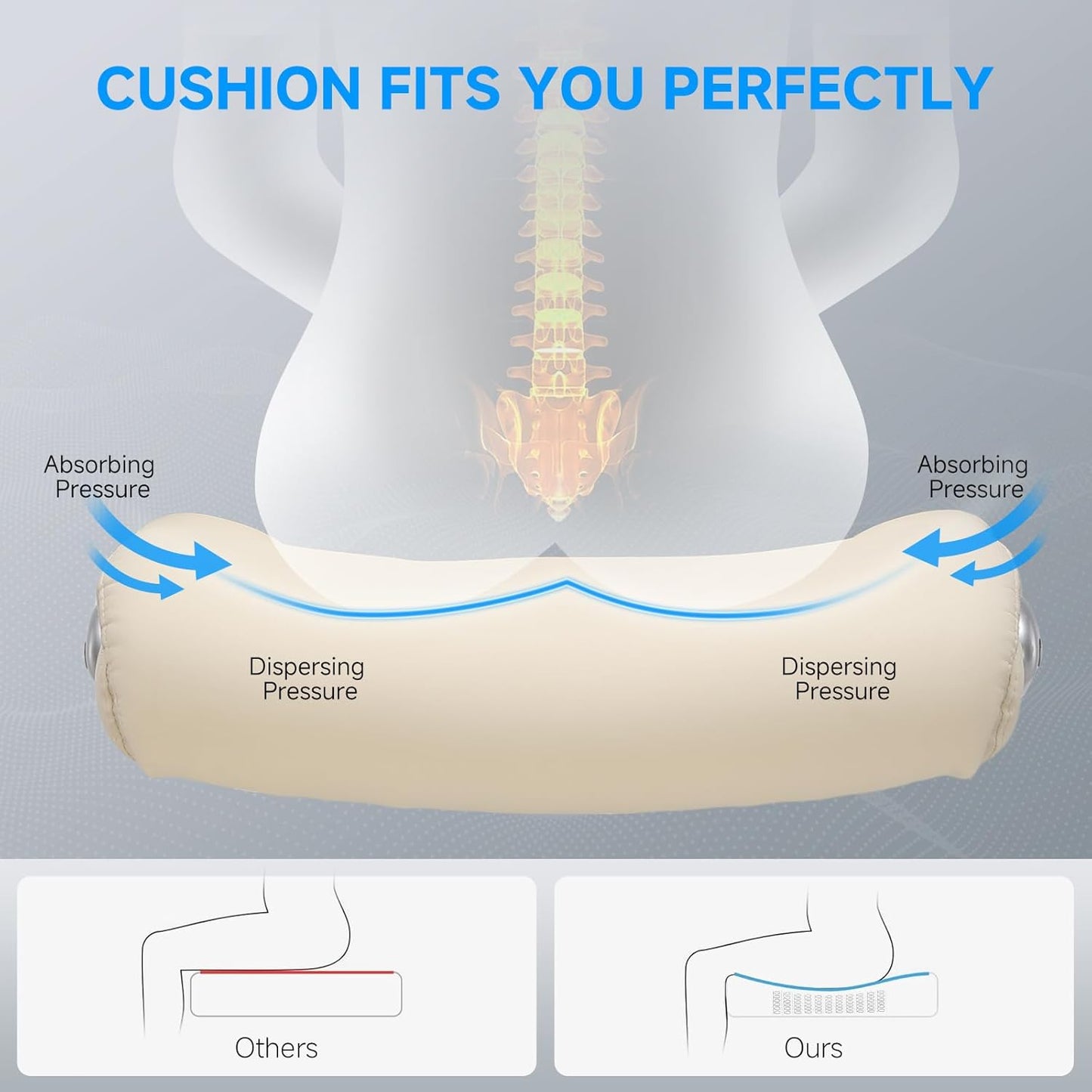 COMHOMA Big and Tall Office Chair, High Back Leather Executive Chair with Pocket Spring Lumbar Support and Flip-up Armrests, Swivel Managerial Office Chair with Adjustable Height， Beige