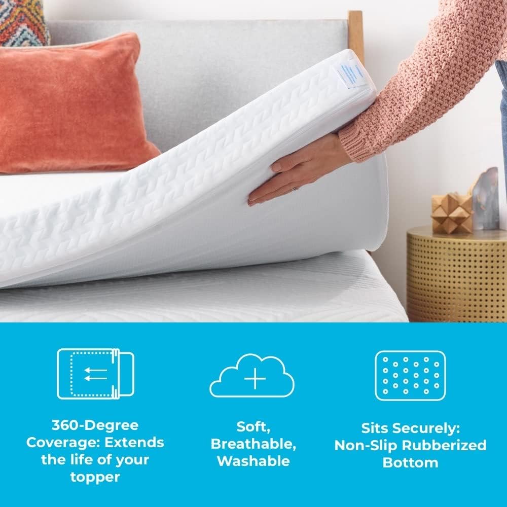 Linenspa 4 Inch Gel Swirl Memory Foam Topper + Cover-Contouring Comfort-Gel Infusion-Machine Washable-Cover, Cal King