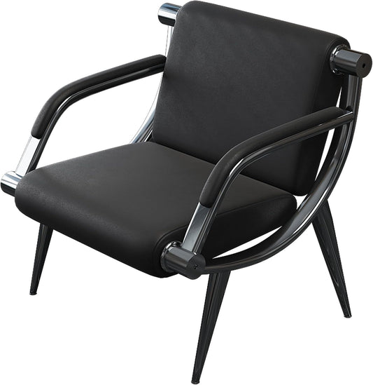 wonline Waiting Room Chair with Armrest Black PU Leather Office Furniture, Office Guest Seating Lobby Conference Reception Chairs for Airport Clinic Hospital Bank Salon Barber(Black)
