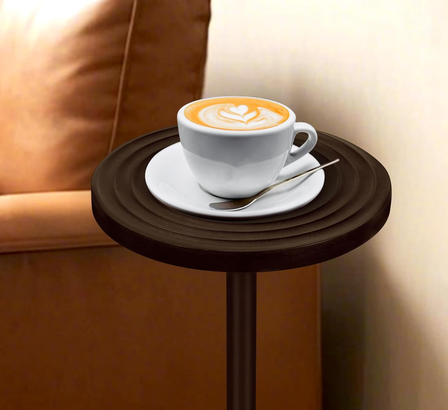 ZYBT Pedestal Side Table,10.24" Natural Wood Round Coffee Table, Drink Table Pedestal, Coffee Tables for Small Spaces, Martini Tables, Round Cocktail Small Side Tables for Living Room(Black)