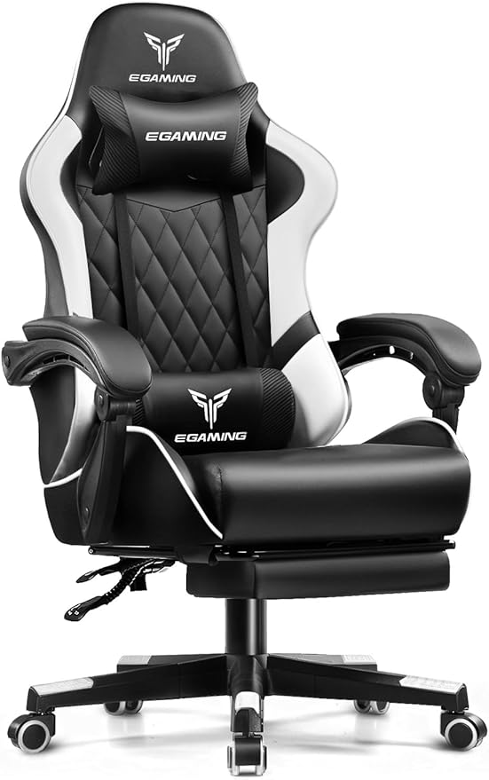 EXRACING Gaming Chair with 3D Adjustable Armrests, Cow Print Design, Ergonomic Office Chair with High Back, Computer Chair with Footrest,Comfy Diamond Stitching Sest, Game Chair for Adults