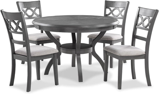 New Classic Furniture Cori 5-Piece Round Dining Set with 1 Table and 4 Chairs, Gray