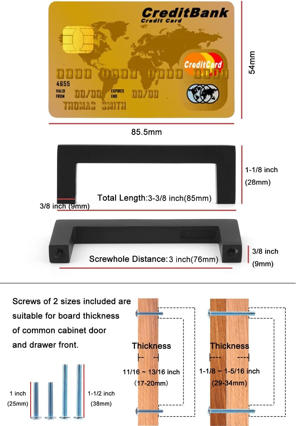 KOOFIZO 20-Pack Solid Square Bar Cabinet Handle - Brushed Gold Furniture Pull, 3 Inch/76mm Screwhole Distance for Kitchen Cupboard Door, Bedroom Dresser Drawer, Bathroom Wardrobe Hardware