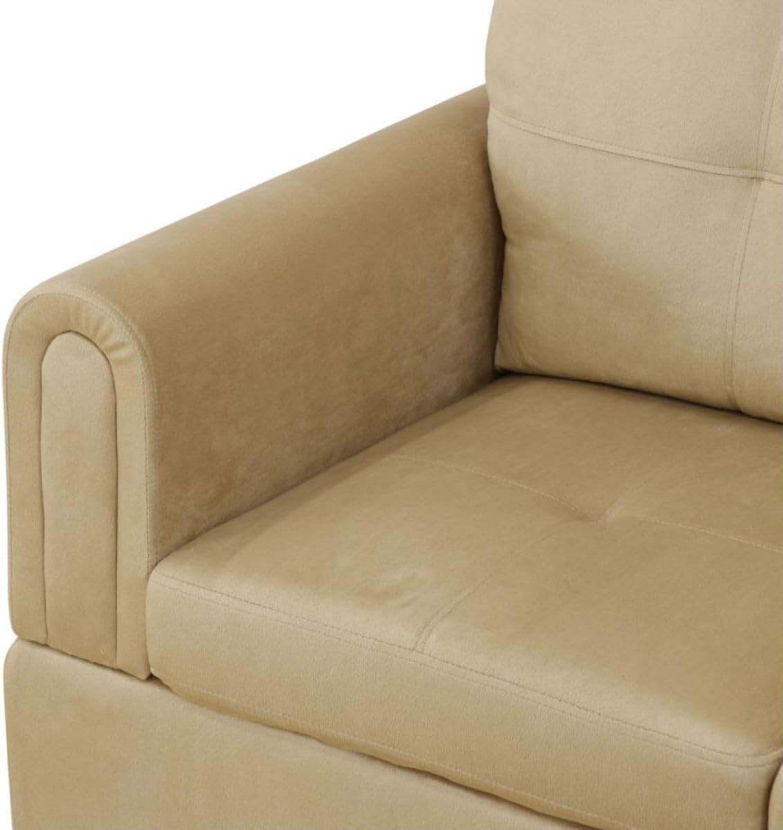 Beige L-Shaped 3-Piece Flannel Sofa with Storage Ottoman Set, Sectional Couch Sofa Set for Living Room, Office, Small Space