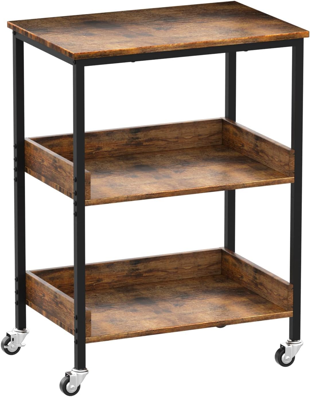 Kitchen Microwave Cart, 3 Tier Rolling Utility Cart on Wheels Coffee Cart, Storage Islands for Living and Kitchen Room