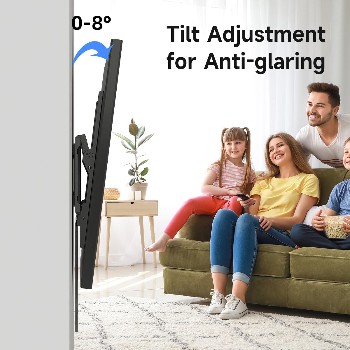 Suptek Tilt TV Wall Mount Bracket for Most 42-90 inch TV, Universal Mount with Max 800x400mm VESA and 154lbs Loading Capacity, Fits Studs 16” 18“ 24" Apart, Low Profile with Bubble Level (MT5084)