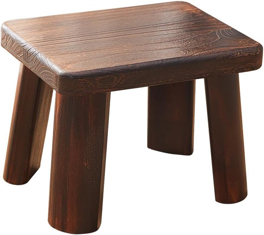 Wooden Step Stool for Adults and Kids,Foot Stool,Kitchen Small Wood Bench,Wood Plant Stand (14.2"x10.2"x10.6")