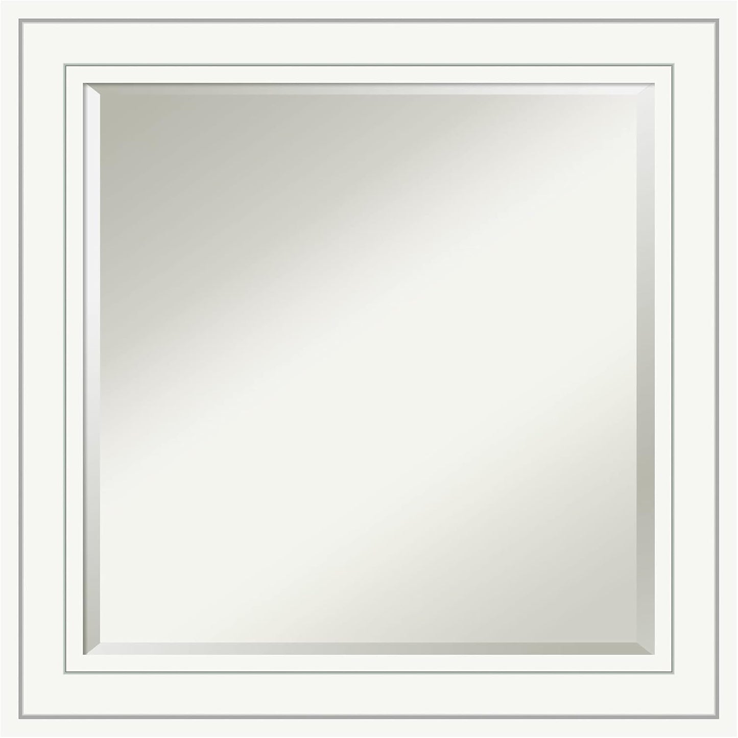 Amanti Art White Bathroom Mirror for Over Sink, 25x25 Craftsman White Square Vanity Mirror, Medium Casual Wood Frame, Hangs Horizonally and Vertically, Bathroom Wall Decor, Beveled Edge from WI, USA