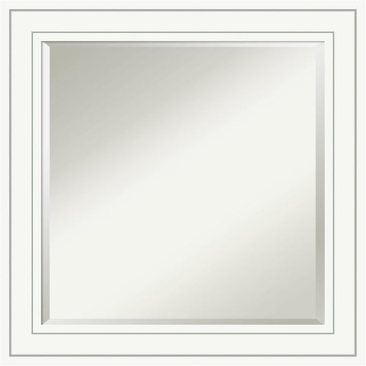 Amanti Art White Bathroom Mirror for Over Sink, 25x25 Craftsman White Square Vanity Mirror, Medium Casual Wood Frame, Hangs Horizonally and Vertically, Bathroom Wall Decor, Beveled Edge from WI, USA