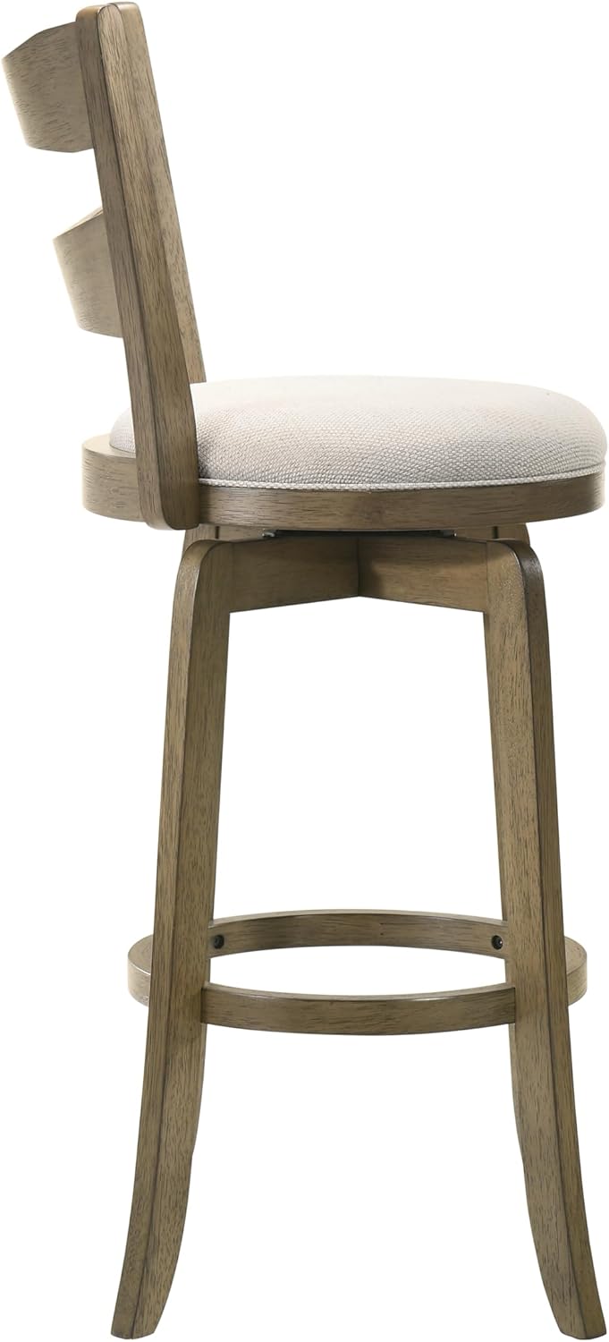 Armen Living Blair 26 in. Putty Brown Counter Height Rubberwood Swivel Barstool with Cream Fabric Seat - Set of 2