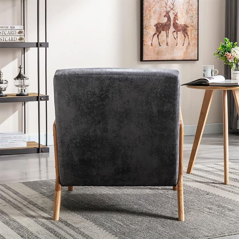 Container Furniture Direct Classic Comfortable Reading Small Modern Boho Microfiber Upholstered Lounge Armchair for Living Room, Reading, Bedroom, Office, and Small Spaces in Grey