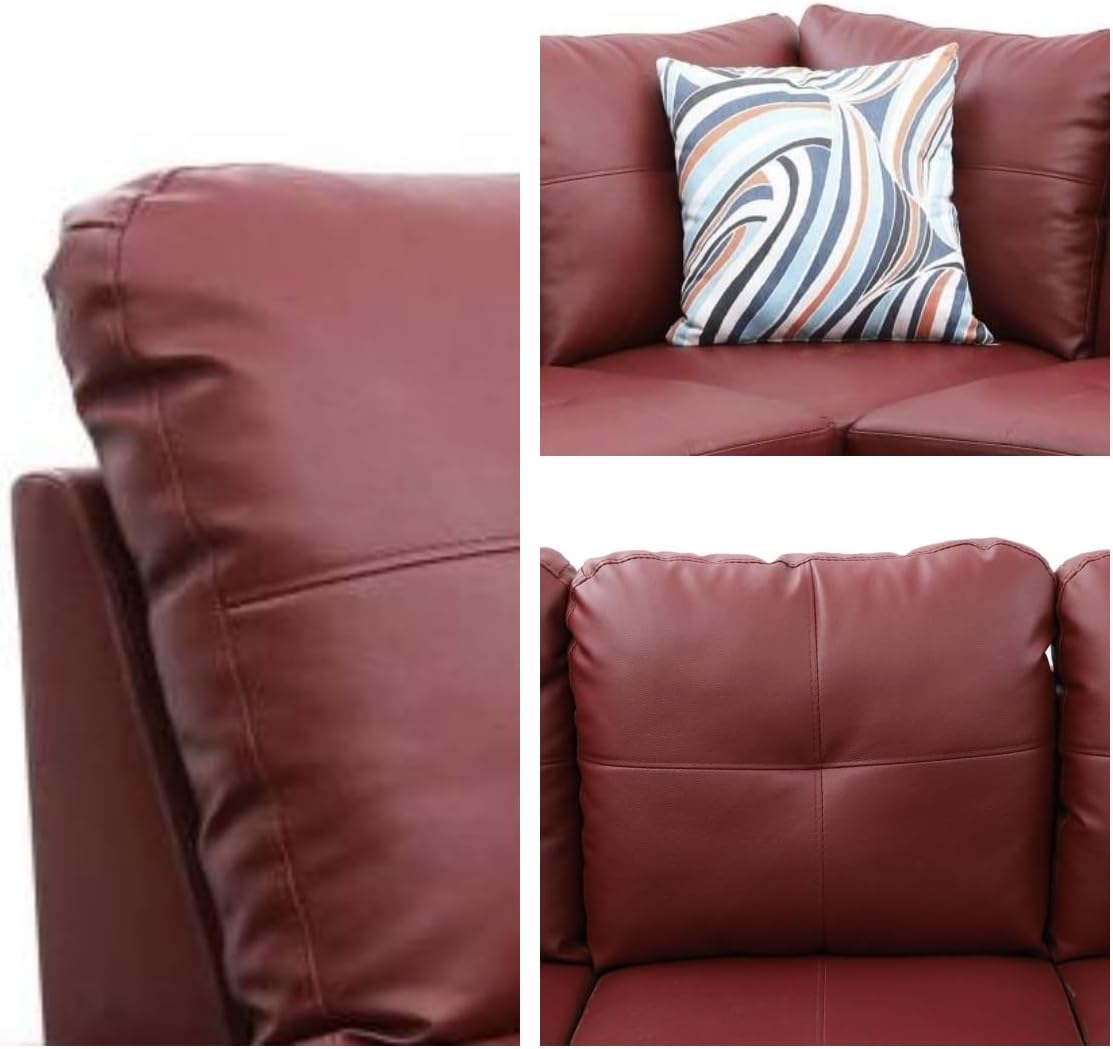 NAYSAYE Sectional Couch with Ottoman Storage, L Shaped Couch Sofa Furniture Sets, Modern Comfy Modular Comfy Sofa for Living Room Bedroom, Office and Apartment, Red