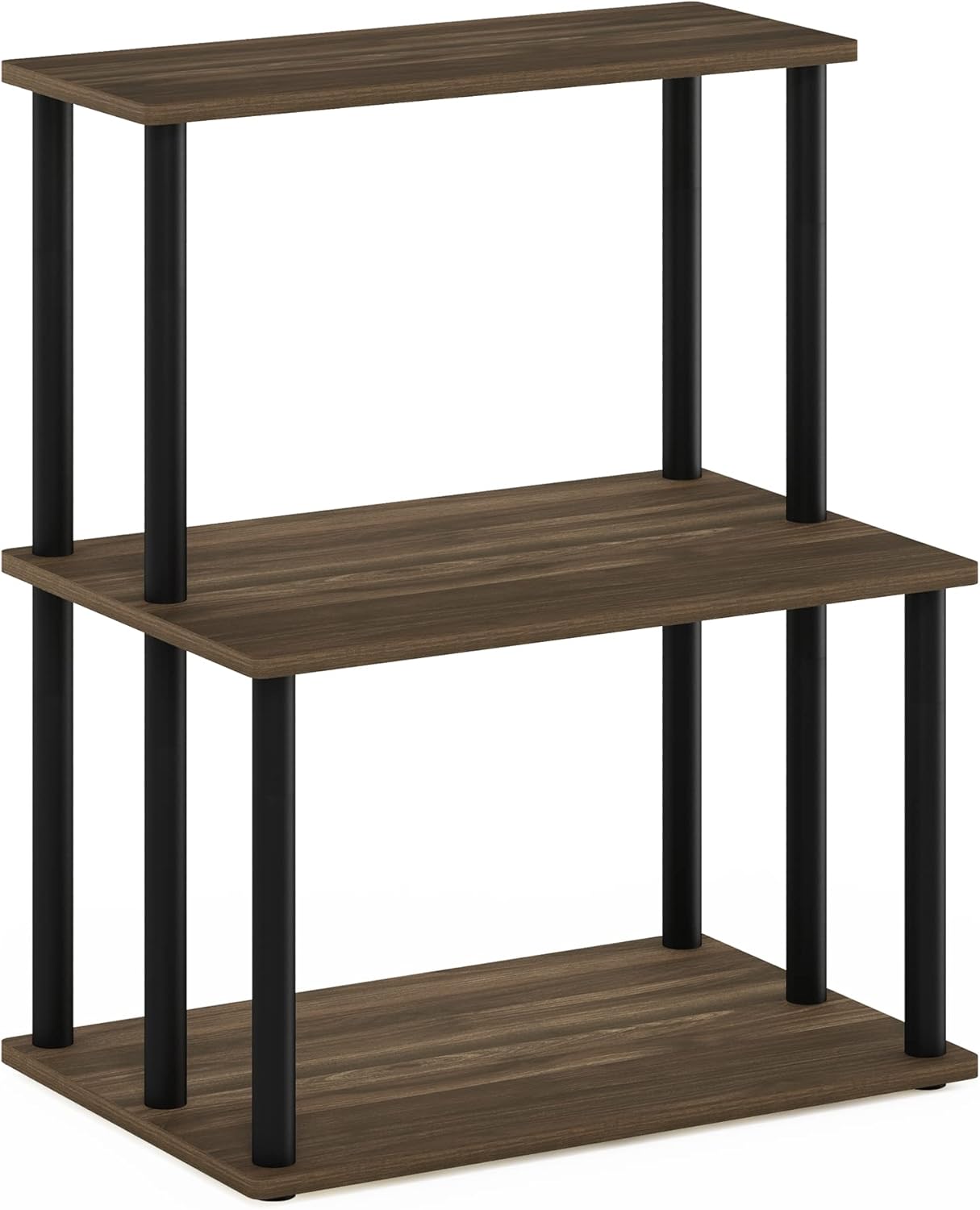 Furinno Turn-N-Tube 3-Tier Toolless Kitchen Storage Shelf, Columbia Walnut/Black