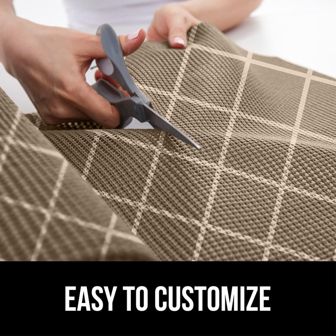 GORILLA GRIP powerGRIP Drawer Shelf and Cabinet Liner, Thick Strong Hold, Non-Adhesive Liners Protect Kitchen Cabinets and Cupboard, Bathroom Drawers, Easy Install, Breathable Mat, 17.5" x20', Beige