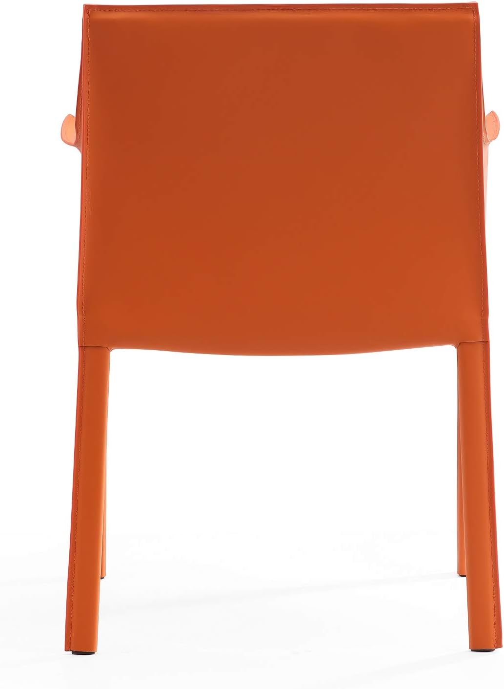 Manhattan Comfort Paris Modern Saddle Leather Dining Chairs, Metal Frame, Comfortable Padded Seat, Fully Assembled Armchair Accent Furniture, Set of 2, Coral