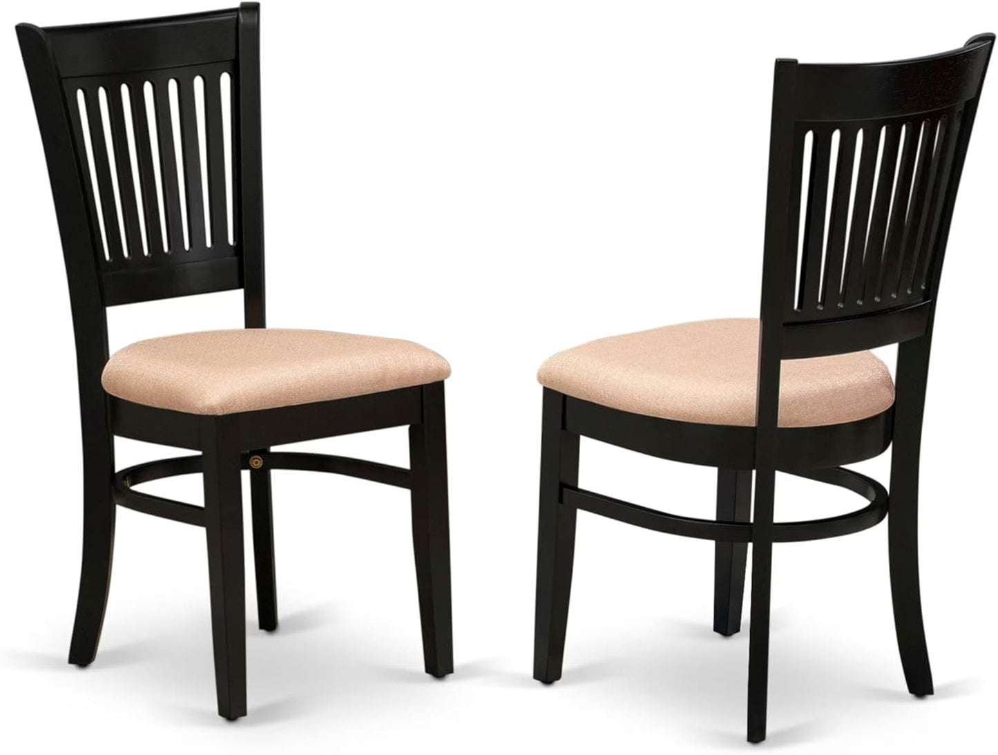 East West Furniture DLVA5-BLK-C 5 Piece Dining Table Set for 4 Includes a Round Kitchen Table with Dropleaf and 4 Linen Fabric Upholstered Dinette Chairs, 42x42 Inch, Black