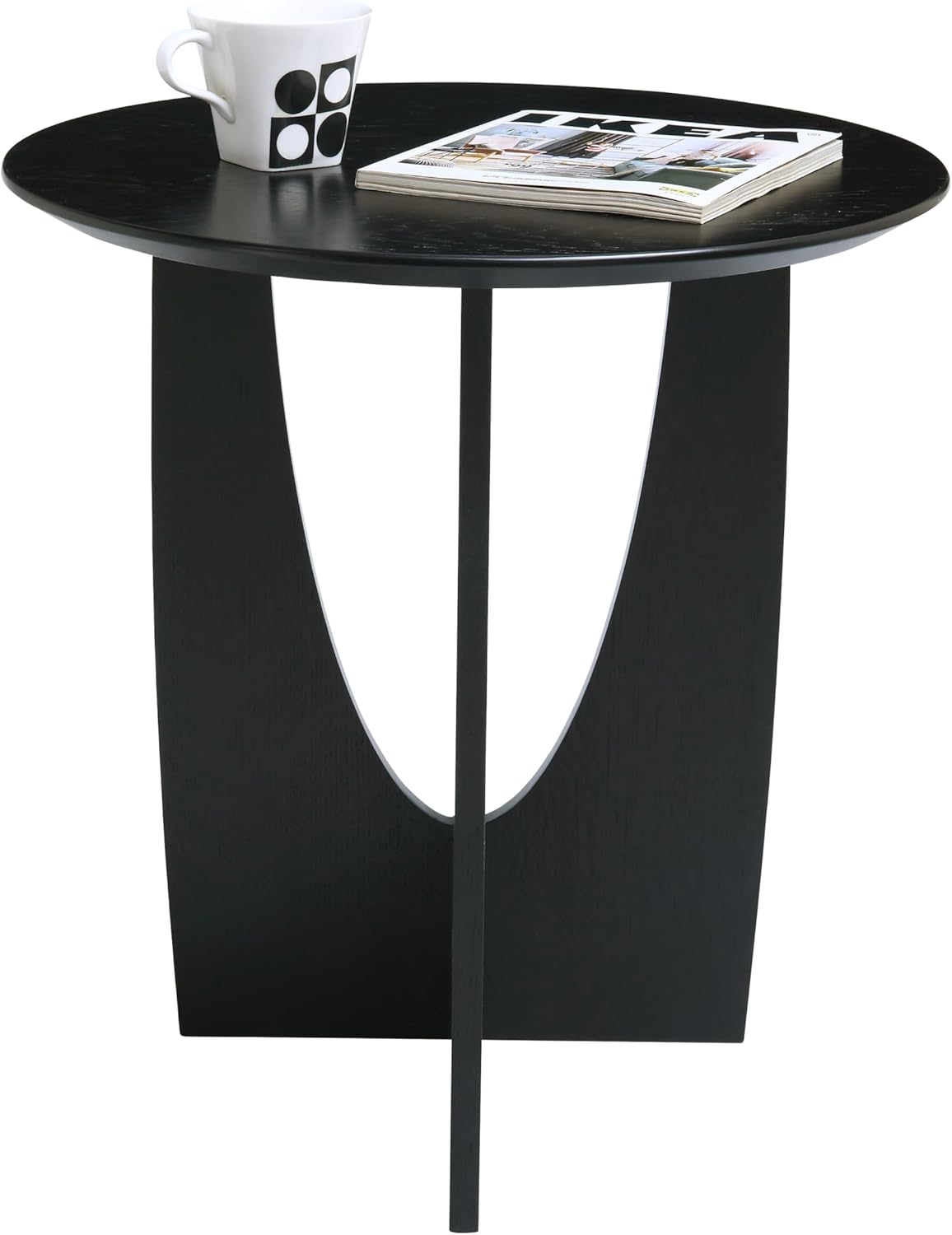 Get Set Style Round End Table Accent Side Table Circle Wood Corner Table Small Modern Coffee Table for Living Room or Bedroom Nightstand (Black Finish)