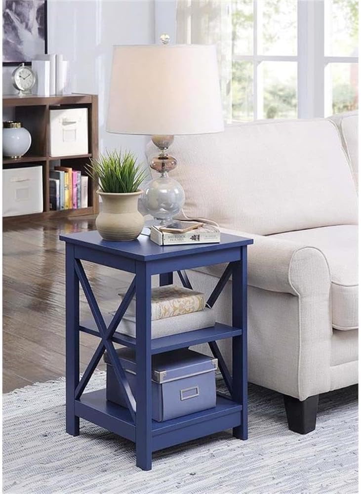 Convenience Concepts Oxford End Table 15.75" - Modern Living Room Table with Storage Shelves, Transitional Nightstand Side Table for Home Decor and Display, Cobalt Blue