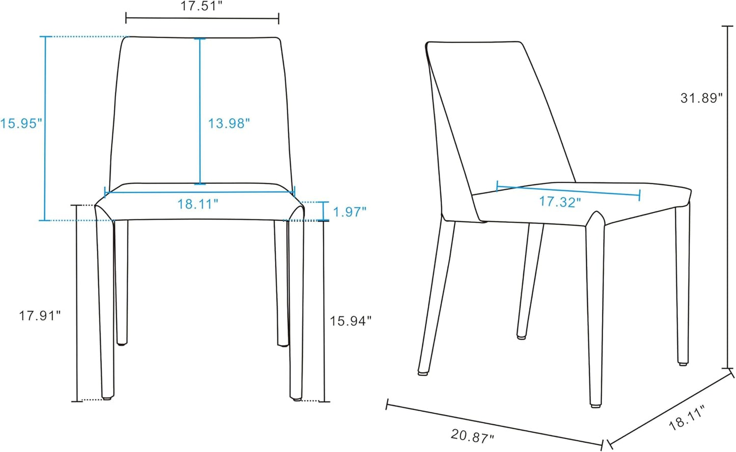 Manhattan Comfort Paris Modern Saddle Leather Dining Chairs, Metal Frame, Comfortable Padded Seat, Fully Assembled Kitchen Accent Furniture, Set of 2, Clay