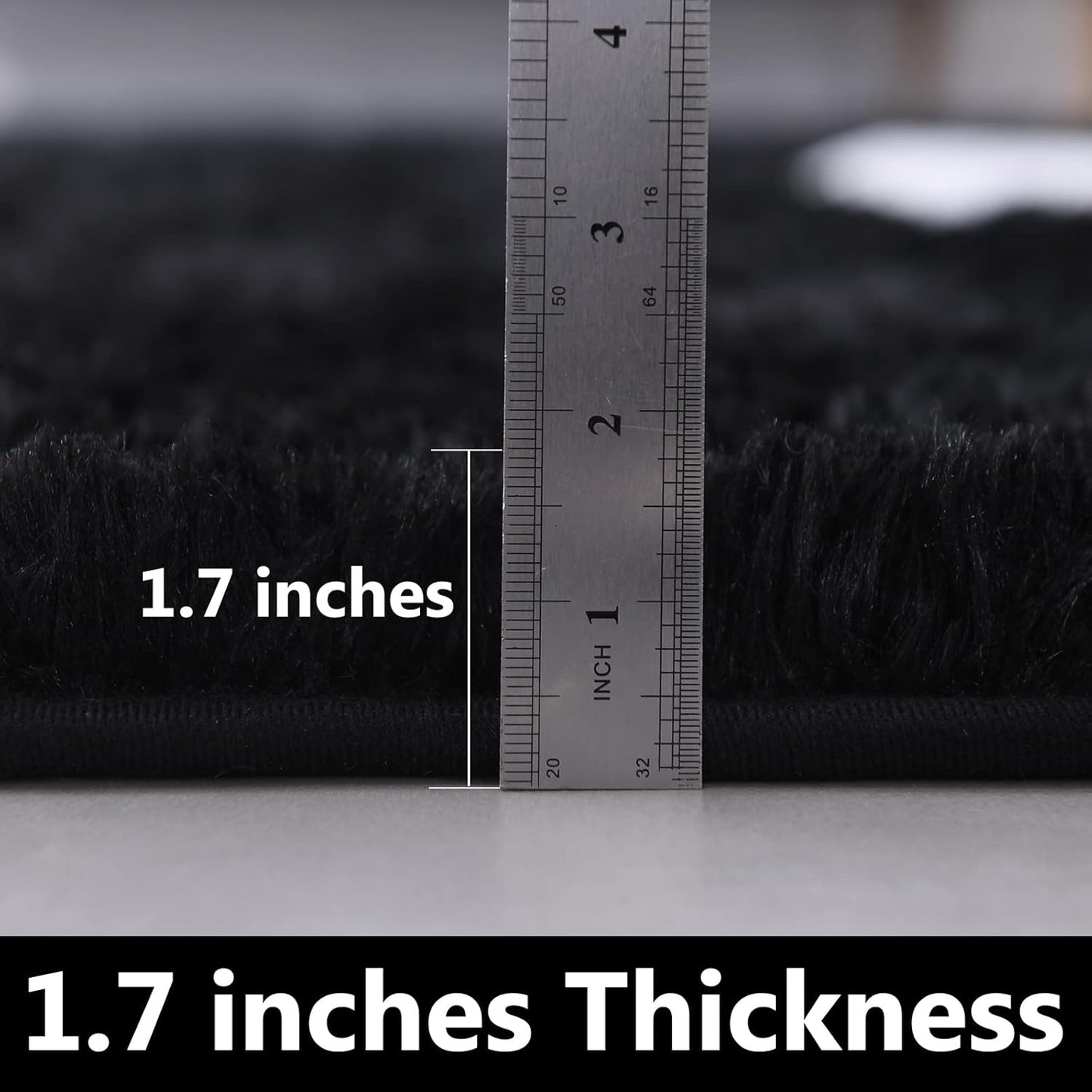 FJZFING Black Round Rug Ultra-Soft Plush Modern 7x7 Circle Area Rug for Kid's Bedroom, Fluffy Shag Circular Rug for Nursery Room, Non-Slip Home Decor Cute Black Carpet for Teen's Room