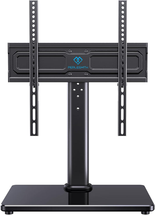 PERLESMITH Universal Swivel TV Stand for 24-60 inch TVs up to 99 lbs, 8 Height Adjustable Table Top TV Stand, TV Base Stand with Tempered Glass Base, Max VESA 400x400mm, PSTVS33