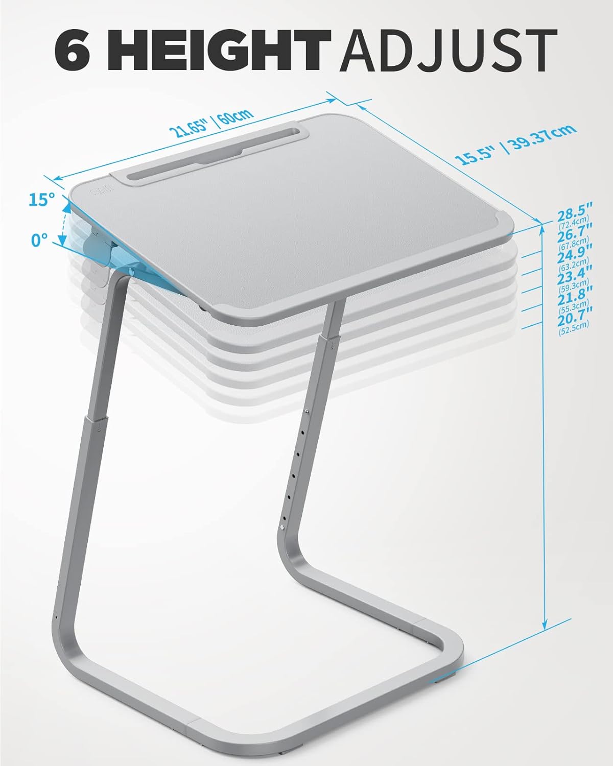 SAIJI TV Tray Table - Heavy Duty Extra Large TV Tray, Upgraded TV Dinner Trays for Eating Snack Food, Tilt & Height Adjustable TV Tray Laptop Desk for Sofa & Bedside Small Table