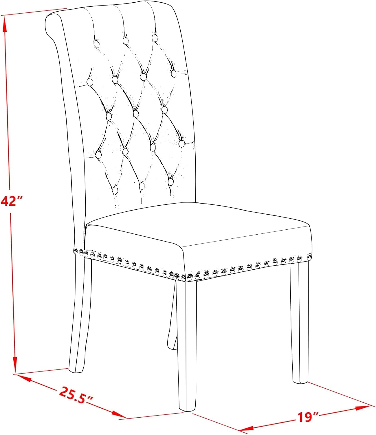 East West Furniture BRP3T18 Bremond Parson Kitchen Chairs - Button Tufted Nailhead Trim Brown Linen Linen Fabric Padded Dining Chairs, Set of 2, Mahogany