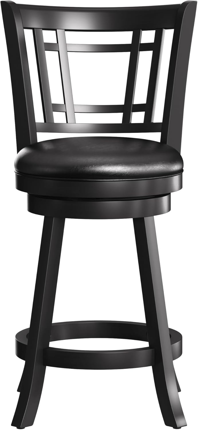 Hillsdale Fairfox Swivel Stool with Rectangular Lattice Back, Counter Height, Black
