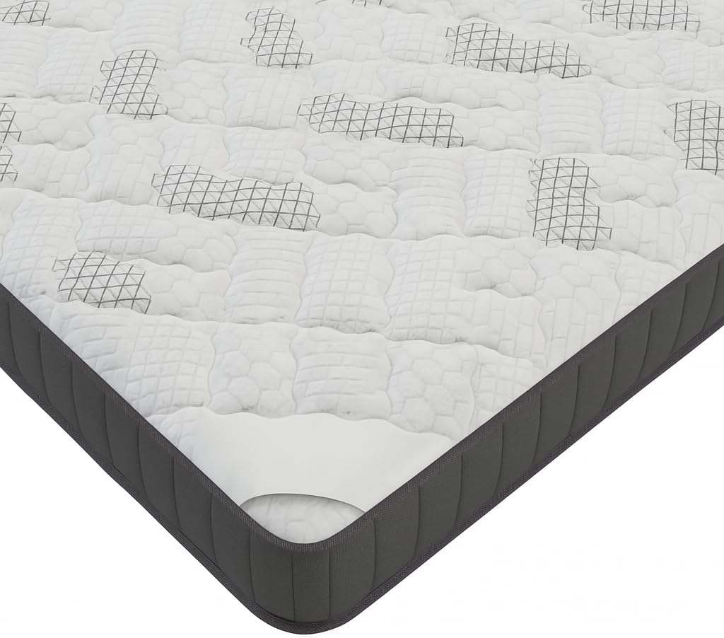 Ottomanson Twin 7.5" Hybrid Mattress - Rock Hard Feel - Made in USA - Foam Encased Bonnell Springs - Fiberglass-Free - Bed in a Box
