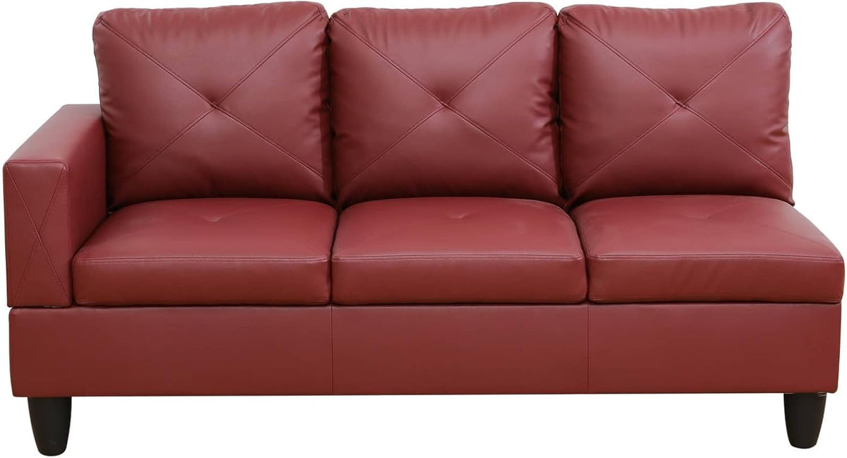 NicBex Sectional Couch 3 Pieces Sofa Set with Left Chaise Faux Leather L Shaped Cloud Couch for Living Room Furniture Sets with Storage Ottoman, Modular Sofa for Living Room & Apartment, Red
