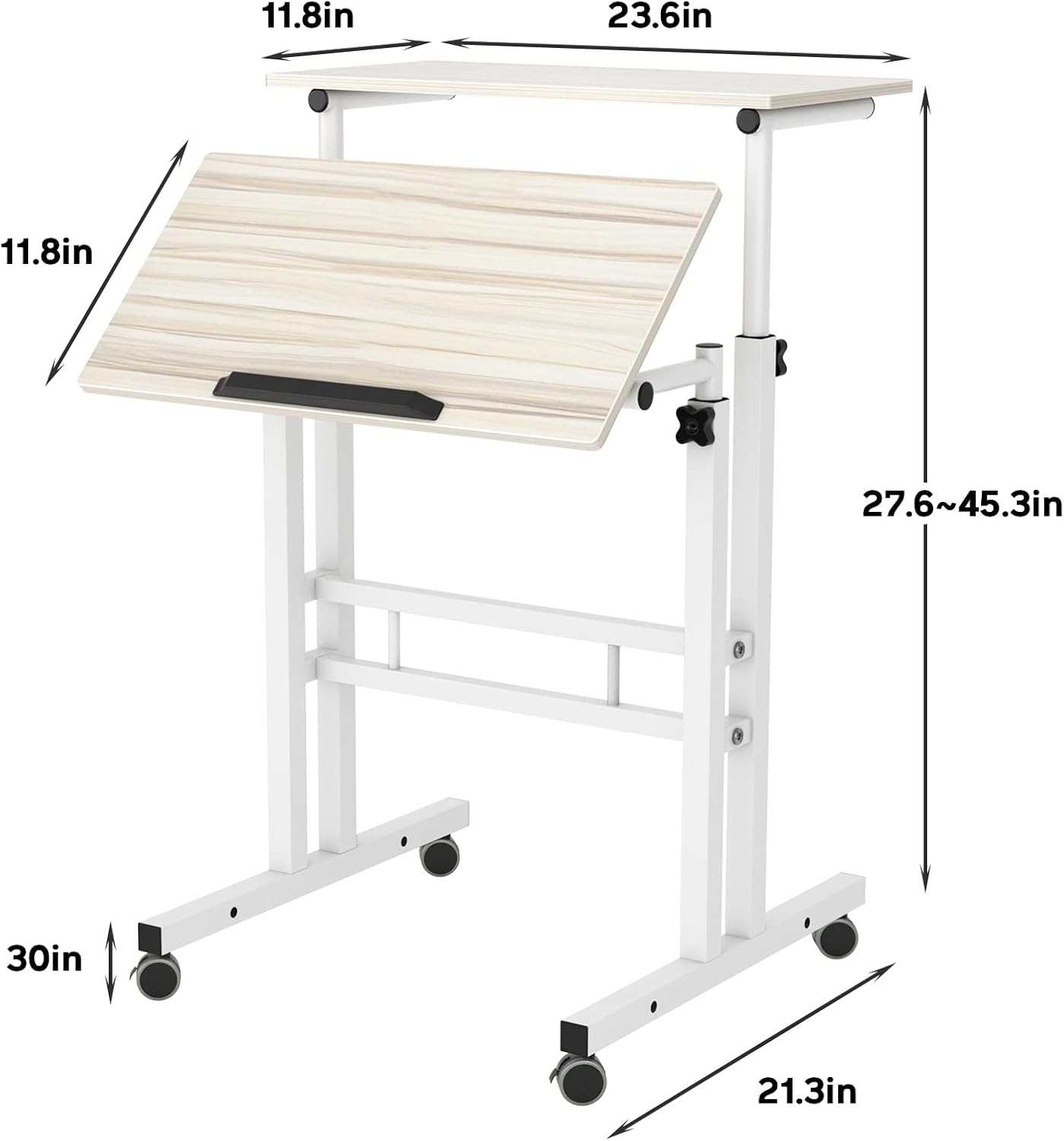 soges 23.6inches Height Adjustable Desk Laptop Desk on The Wheels, Rolling Stand Up Desk Computer Desk Adjustable Standing Desk Sit and Stand Desk Portable Laptop Table, Beige