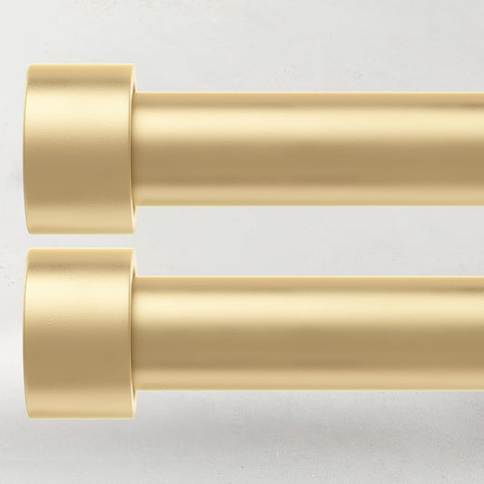 2 Pack Curtain Rods for Windows 72 to 144 Inch, 1 Inch Gold Curtain Rods Set, Adjustable Heavy Duty Curtain Rod, Outdoor Curtain Rods for Patio Bedroom, Drapery Rods with End Cap, Size 32"- 150"