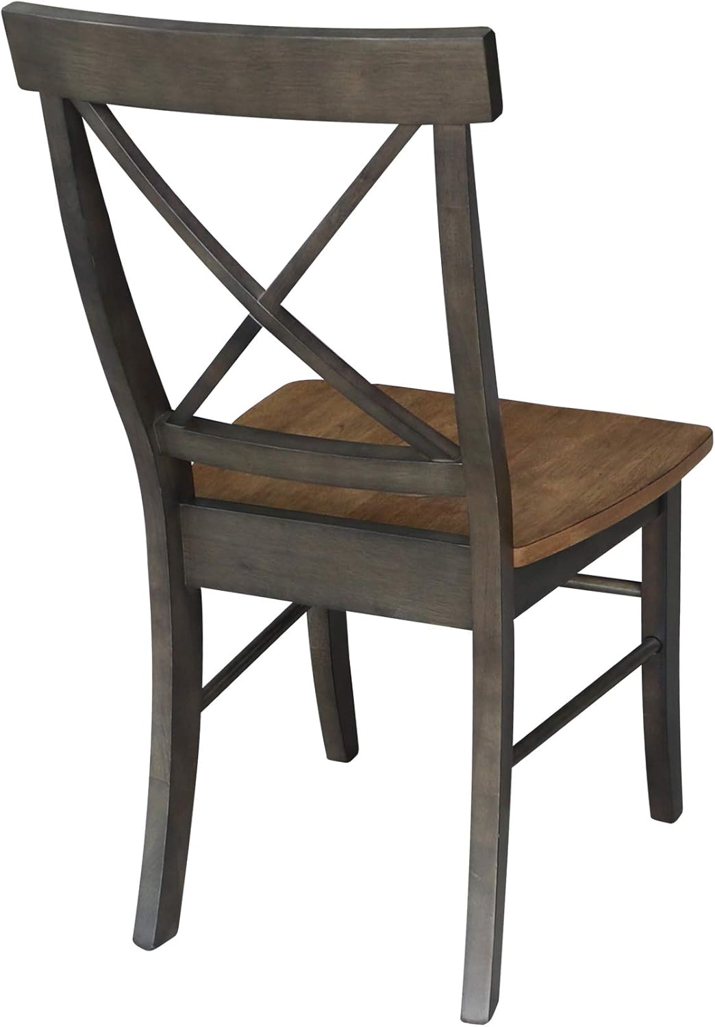 Set of Two X-Back Dining Chairs, Hickory/Washed Coal