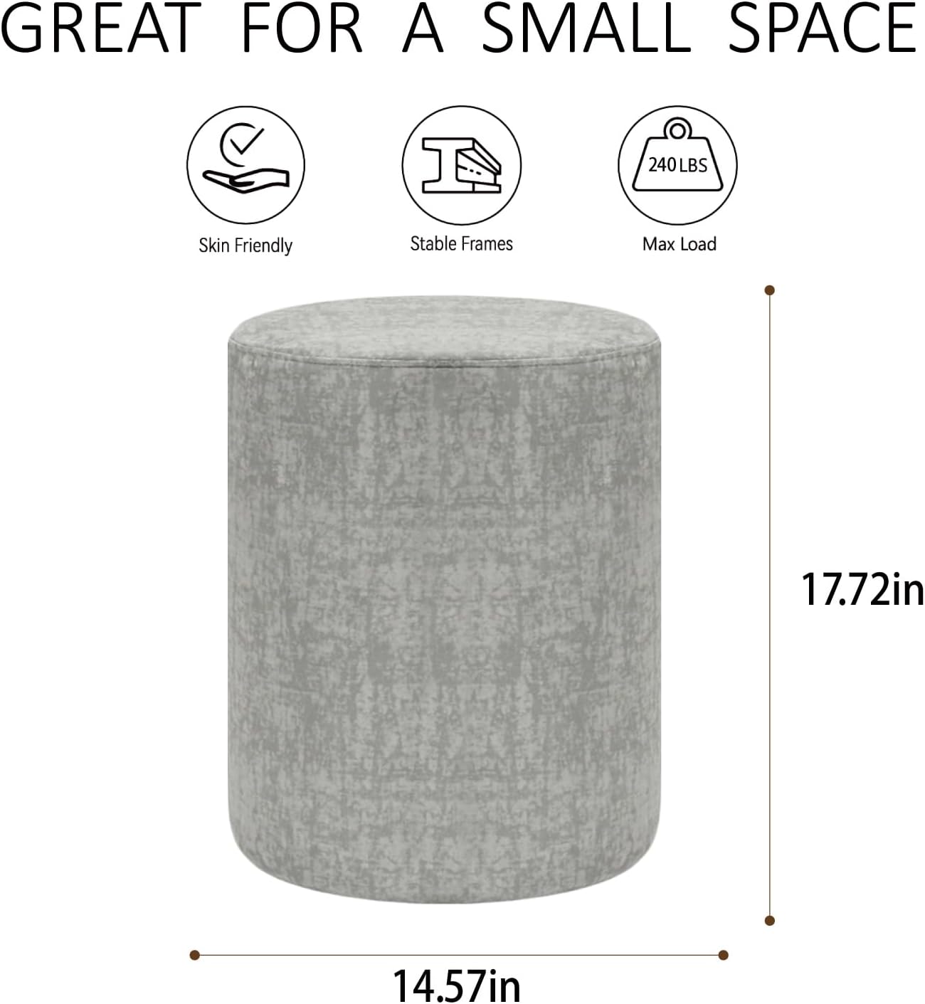 Get Set Style Modern Round Ottoman with Soft Padded Seat, Multifunctional Vanity Stool for Makeup, Upholstered Footrest Stool Ottoman Foot Stool for Living Room, Bedroom