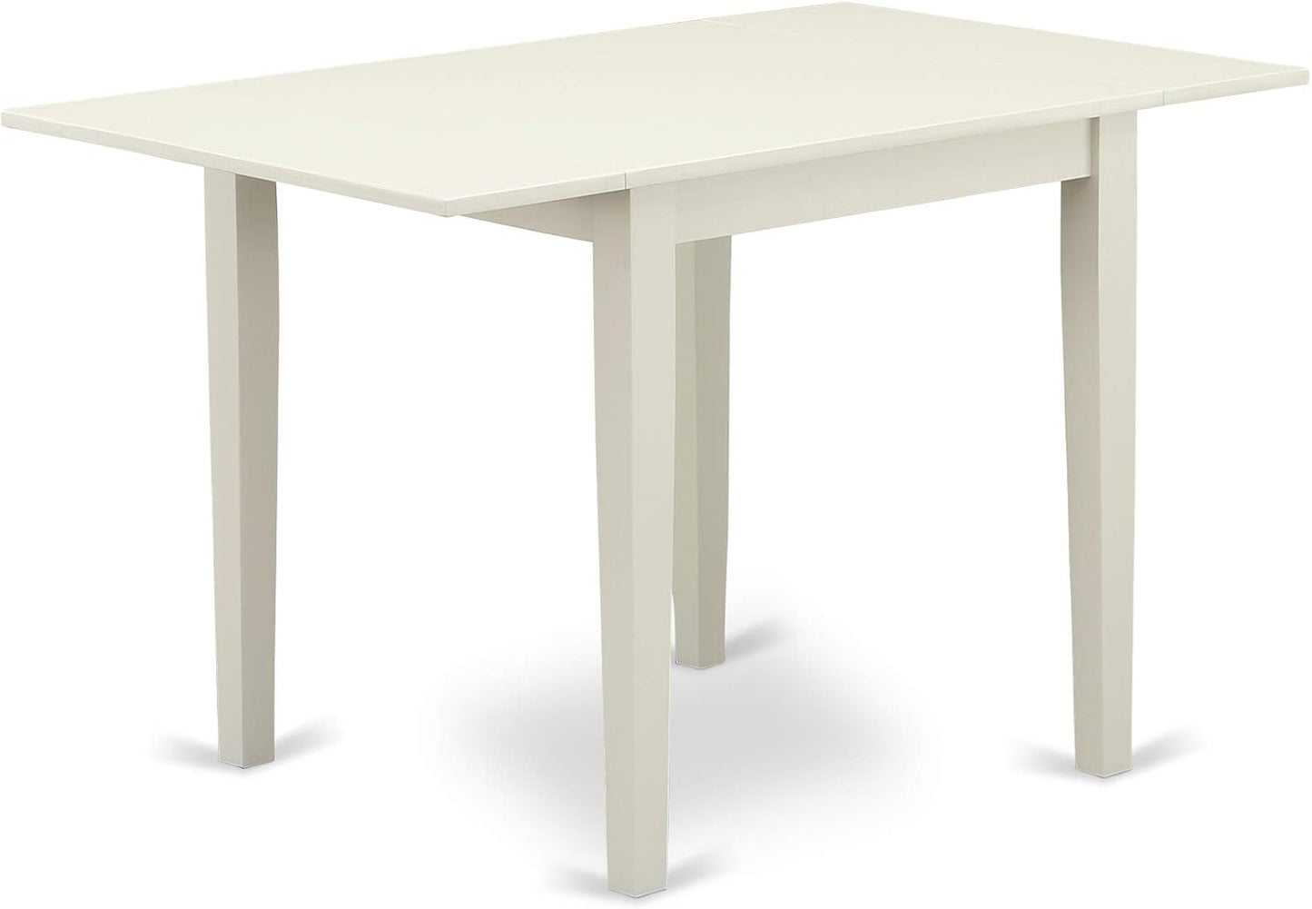 East West Furniture NDVA3-LWH-W 3 Piece Modern Dining Table Set Contains a Rectangle Wooden Table with Dropleaf and 2 Dining Chairs, 30x48 Inch, Linen White