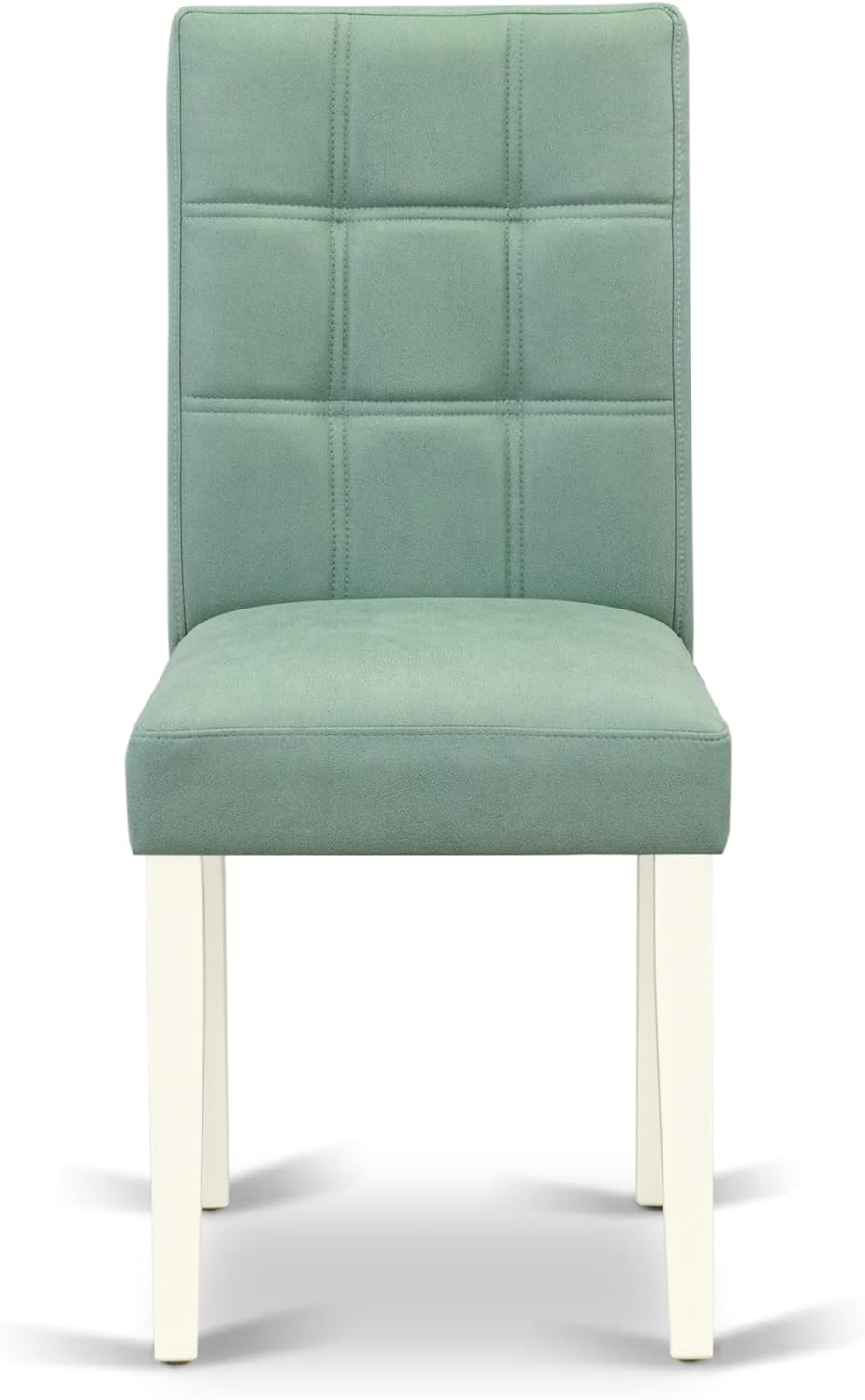 East West Furniture ANAS3-LWH-43 3 Piece Dining Table Set consists A Dinner Table and 2 Willow Green Polyester Fabric Parson Kitchen Chairs with Stylish Back- Linen White Finish