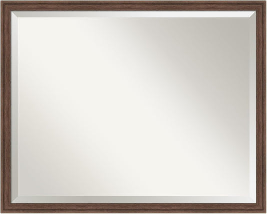 Amanti Art Brown Wall Mirror 24x30 Florence Medium Brown Rectangle Bathroom Mirror for Wall Decor Living Room, Large Casual Frame, Hangs Horizonally and Vertically, Bathroom Decor, Beveled Edge