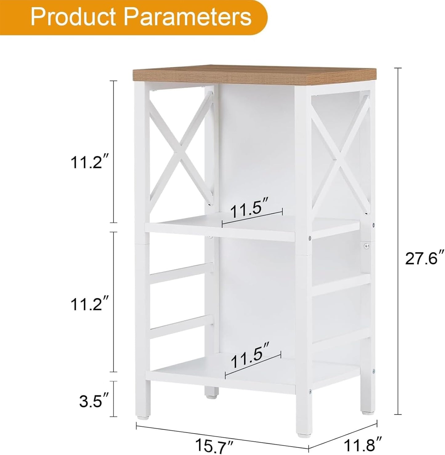 Small Bookshelf,3 Tier Industrial Bookcase with Metal Frame and Backboard,Low White Book Shelf,Book case for Small Spaces,Living Room,Bedroom and Home Office