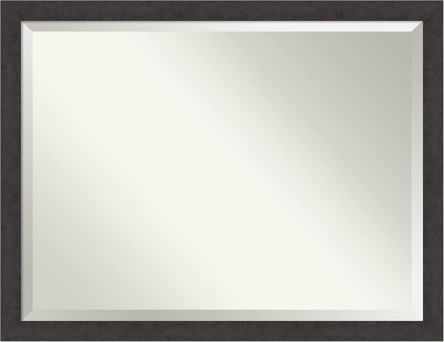 Amanti Art Brown Bathroom Mirror for Over Sink, 34x44 Rustic Plank Espresso Narrow Rectangle Vanity Mirror, X-Large Rustic Farmhouse Frame, Hangs Horizonally and Vertically, Bathroom Wall Decor