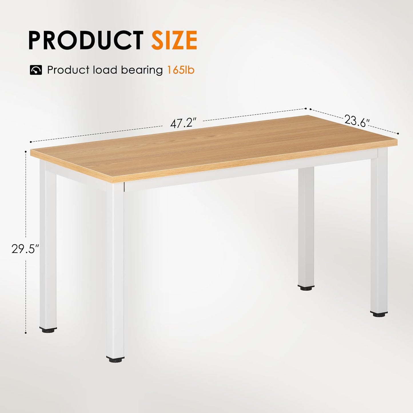 DlandHome 47 inches Medium Computer Desk, Composite Wood Board, Decent and Steady Home Office Desk/Workstation/Table, BS1-120TW Teak and White Legs, 1 Pack