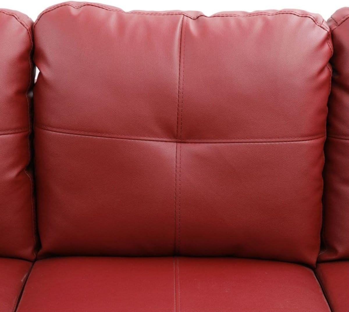 Red L-Shaped 3-Piece Faux Leather Sofa with Storage Ottoman Set, Sectional Couch Sofa Set for Living Room, Office, Small Space