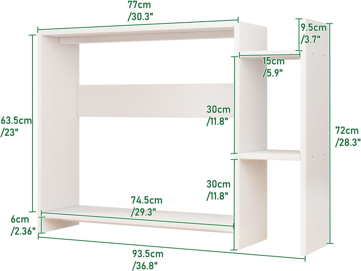IBUYKE Desktop Bookshelf,36.8" Desktop Organizer Shelf,Wood Desk Hutch for Computer Monitor,Display Shelf for Office Home Dormitory,White TMZ008W